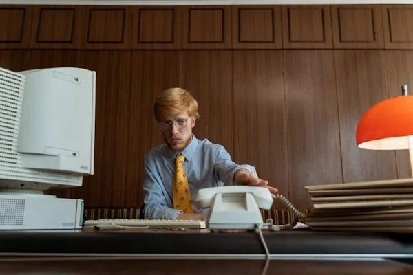 office guy picking up a phone